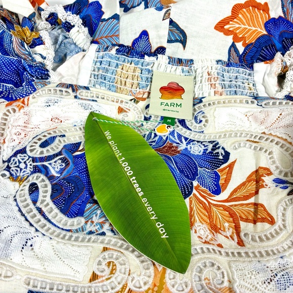 Farm Rio Lace Trim Romper Off-White Summer Flowers Small Medium Large NWT - Picture 8 of 17